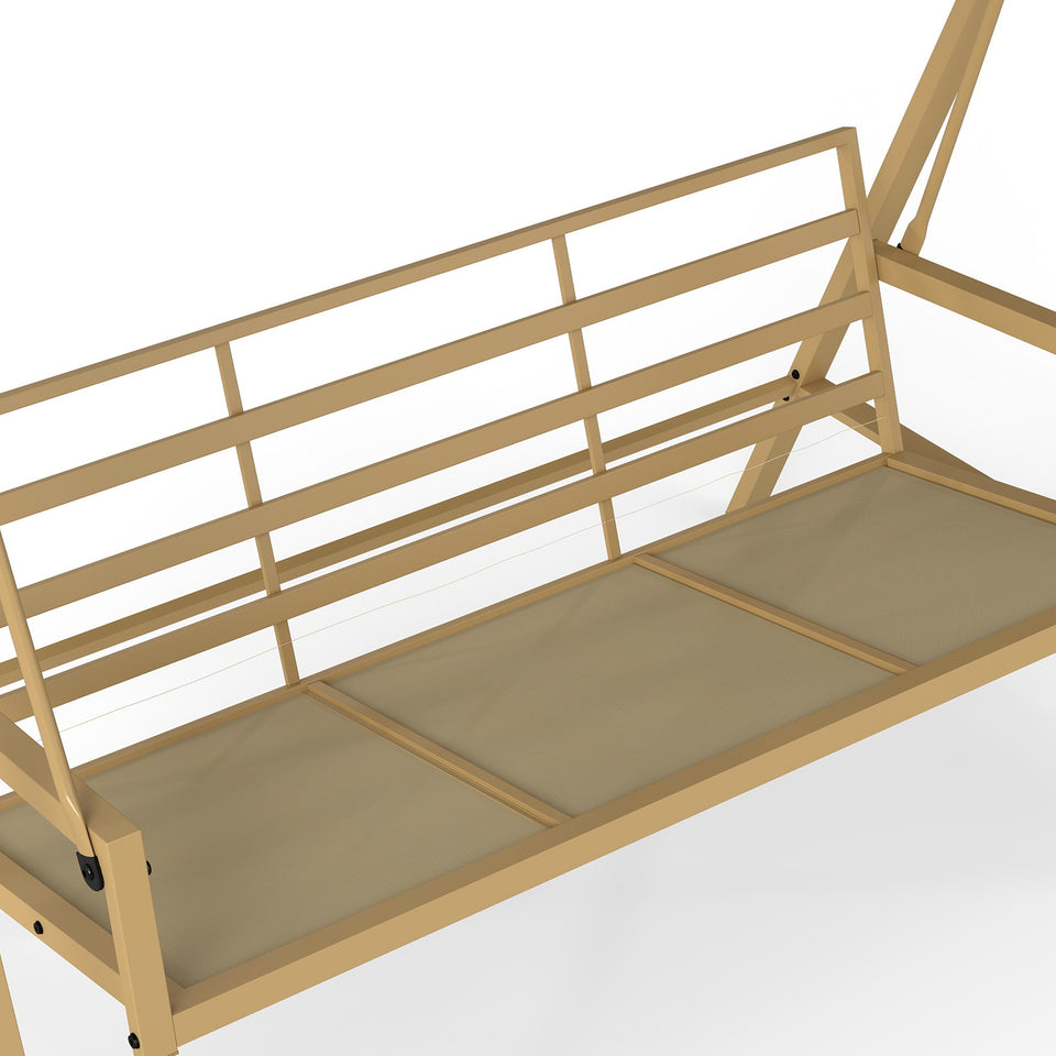 3-Person Patio Swing Chair, Outdoor Porch Swing with Adjustable Canopy, Removable Cushions for Garden, Backyard, Beige