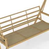 3-Person Patio Swing Chair, Outdoor Porch Swing with Adjustable Canopy, Removable Cushions for Garden, Backyard, Beige