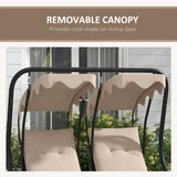 2-Seater Outdoor Porch Swing with Canopy, Patio Swing Chair for Garden, Poolside, Backyard, Beige