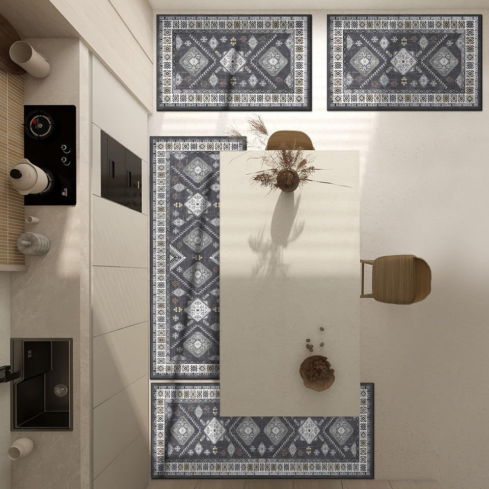 Boho Kitchen Rugs Sets 4 Piece With Runner Floral Kitchen Floor Mat Carpet Farmhouse Kitchen Rugs And Mats Non Skid Washable Runner Rug For Kitchen Floor Sink