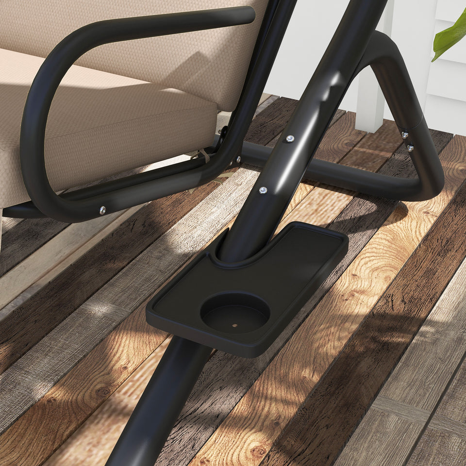 2-Seater Outdoor Porch Swing with Canopy, Patio Swing Chair for Garden, Poolside, Backyard, Beige