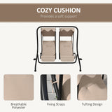 2-Seater Outdoor Porch Swing with Canopy, Patio Swing Chair for Garden, Poolside, Backyard, Beige